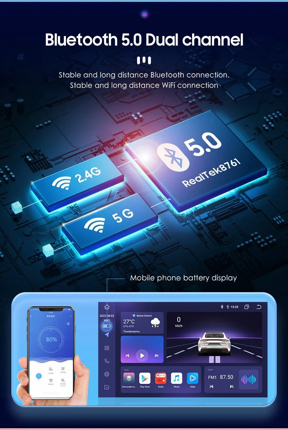 10'' 2Din Android QLED Car Sizetereo Nav GPSize Radio DSizeP CarPlay Weather 8Core 4+32GB