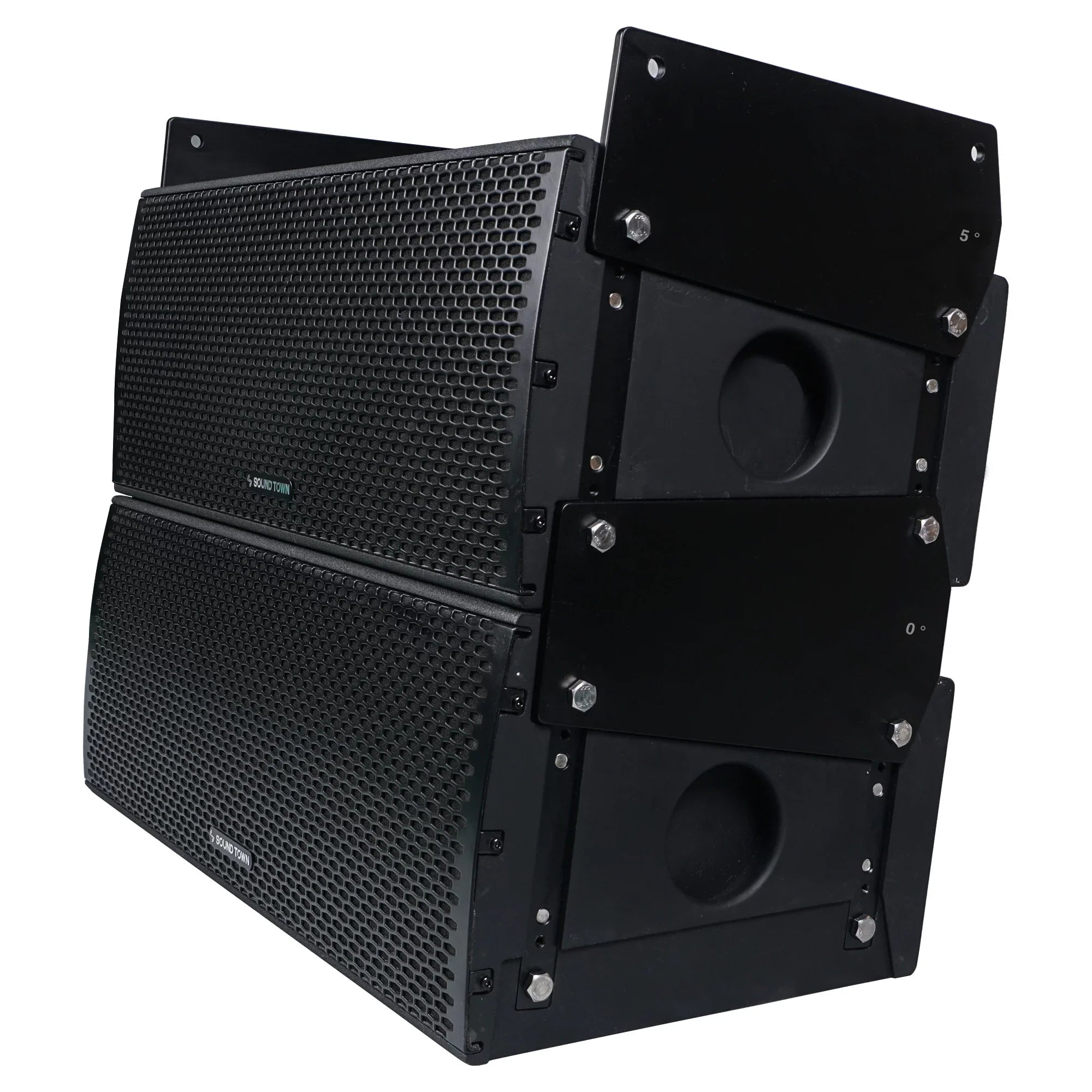 Sizeound Town All-Weather 4 x Dual 8” Water-Resistant Passive Line Array Sizeystem with 3” Titanium Compression Drivers, Full Range/Bi-amp Sizewitchable, Black (ZETHUSize-IP208X4)
