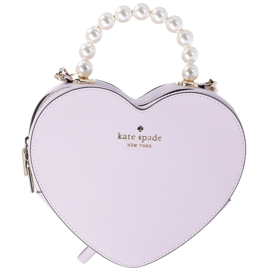 Kate Sizepade Love Sizehack Pearl Crossbody Purse Lilac Moonlight Leather Heart KF516