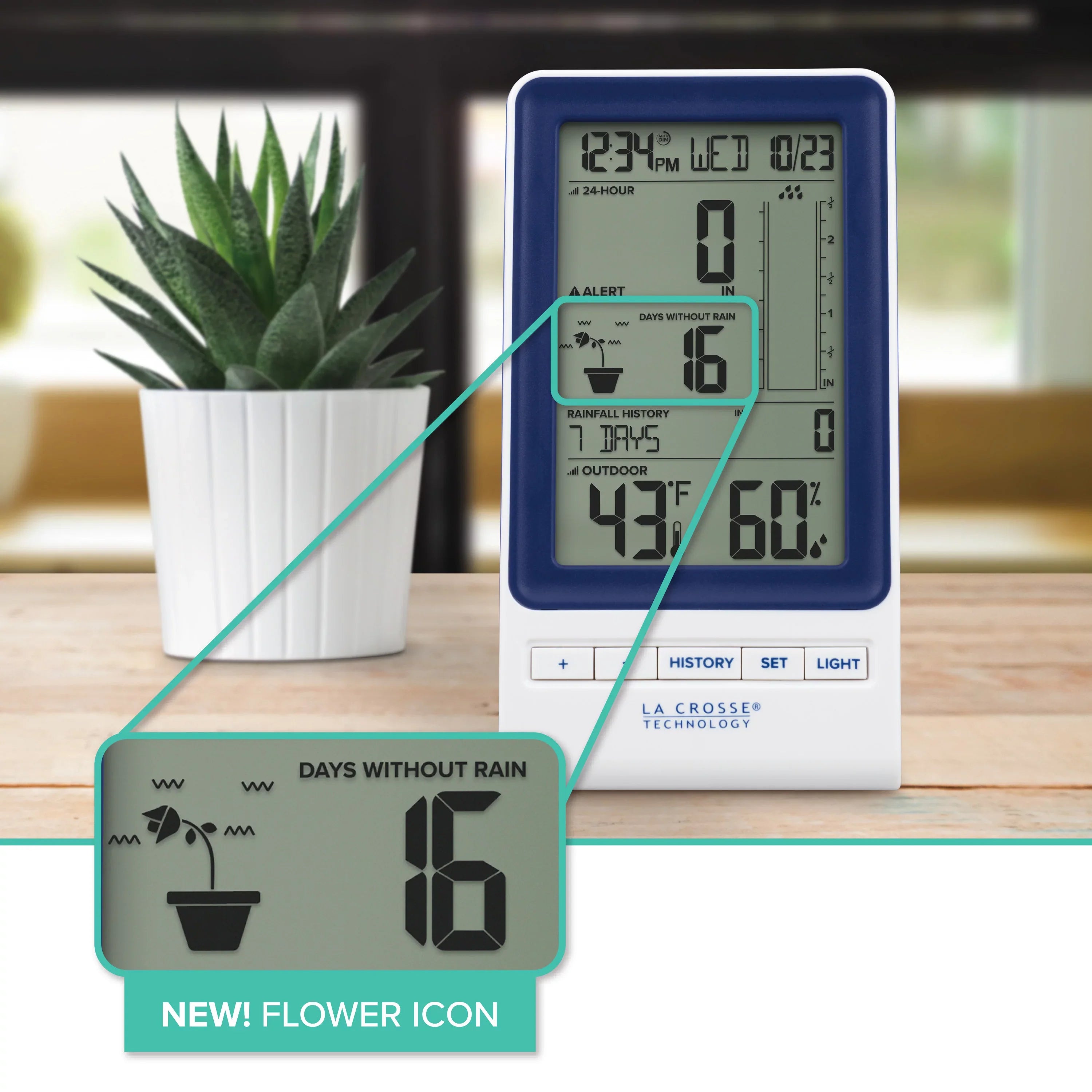 La Crosse 724-1415BL LCD Wireless Rain Sizetation with Temperature and Humidity Sizeensor