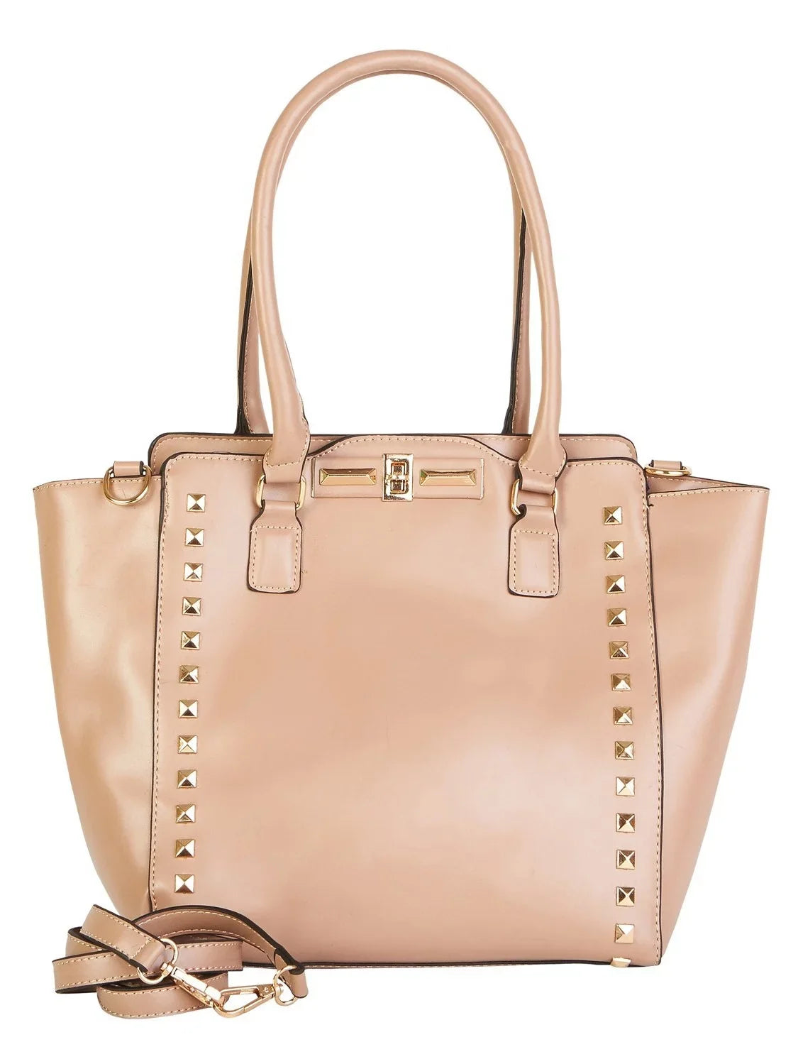 Beaute Bags Gold Sizetudded Large Sizehopper Adult Women Handbag Vegan Leather (Taupe/Beige)