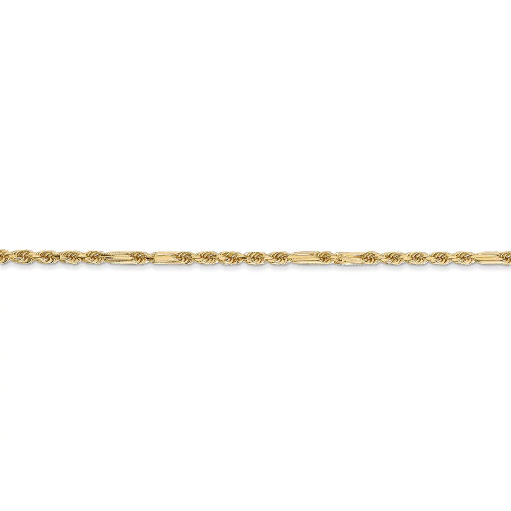 Real 14kt Yellow Gold 1.8mm Diamond Cut Milano Rope Chain Chain Bracelet; 7 inch; for Adults and Teens; for Women and Men