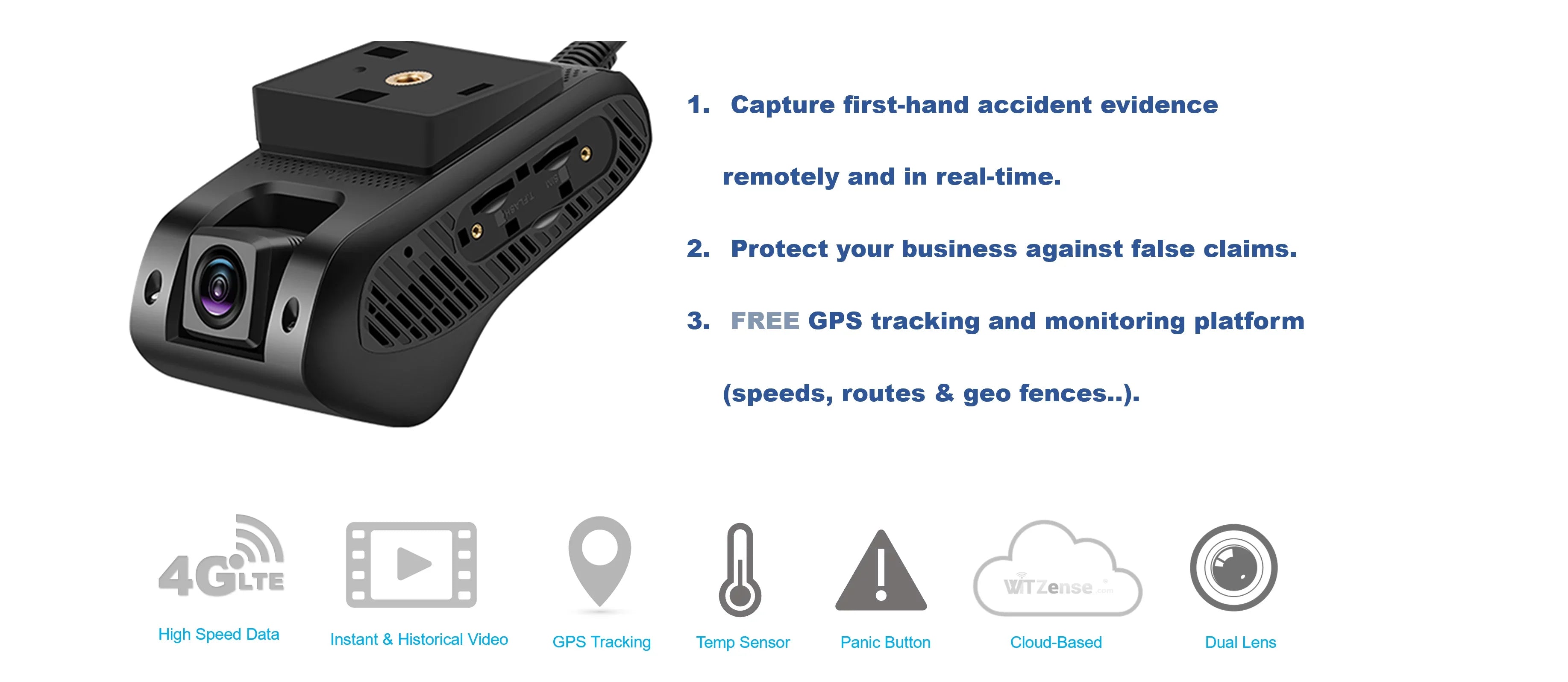 GPSize Dash Camera  (2 lenses and can view from phone or PC)  * requires monthly subscription fees