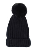 Adrienne Landau Women's Faux Fur Pompom Hat (O/Size, Black)