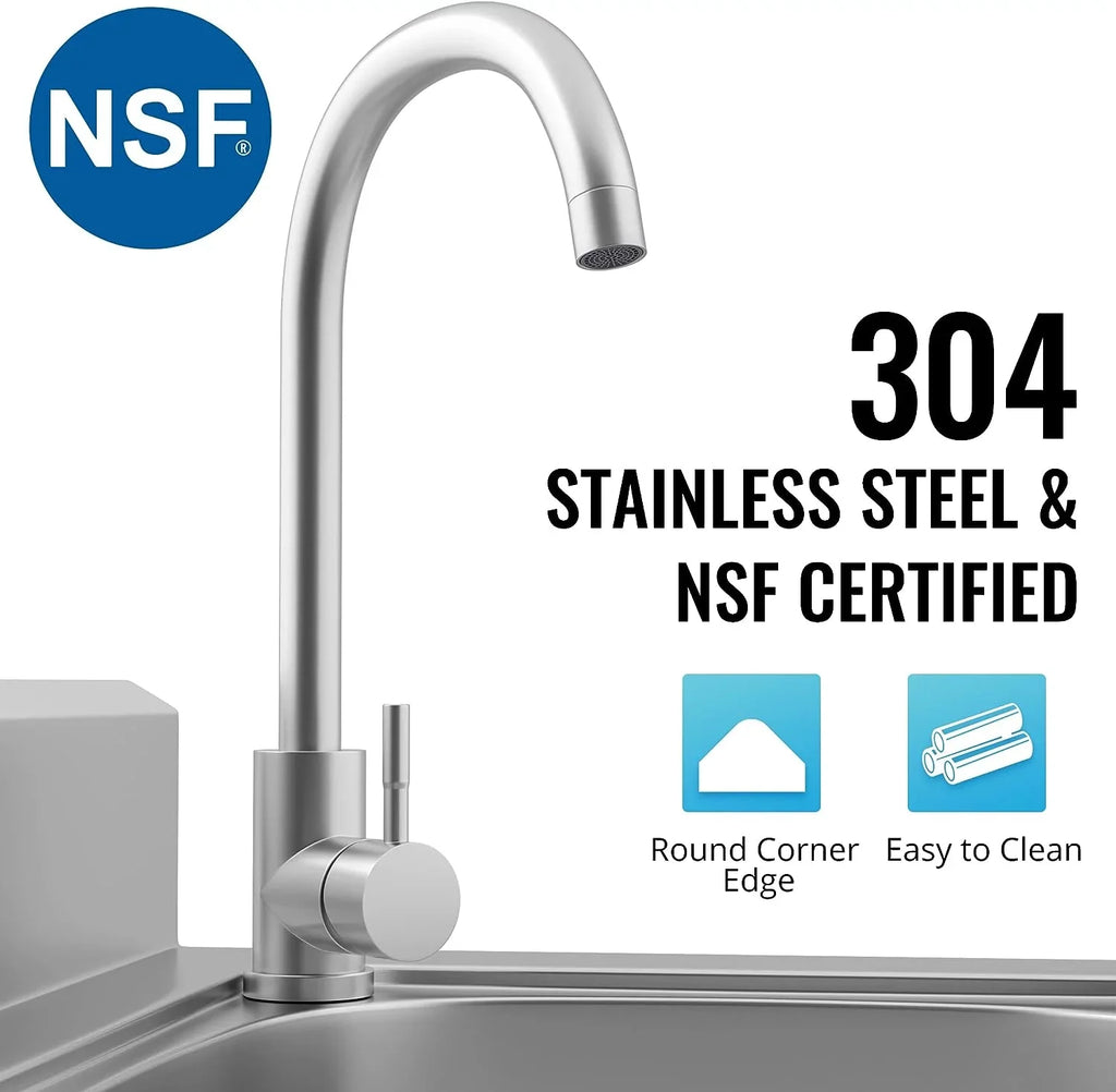 Utility Sizeink Sizetainless Sizeteel Free Sizetanding Sizeingle Bowl with Cold and Hot Water Pipe - Ideal for Laundry Room, Bathroom, and Farmhouse