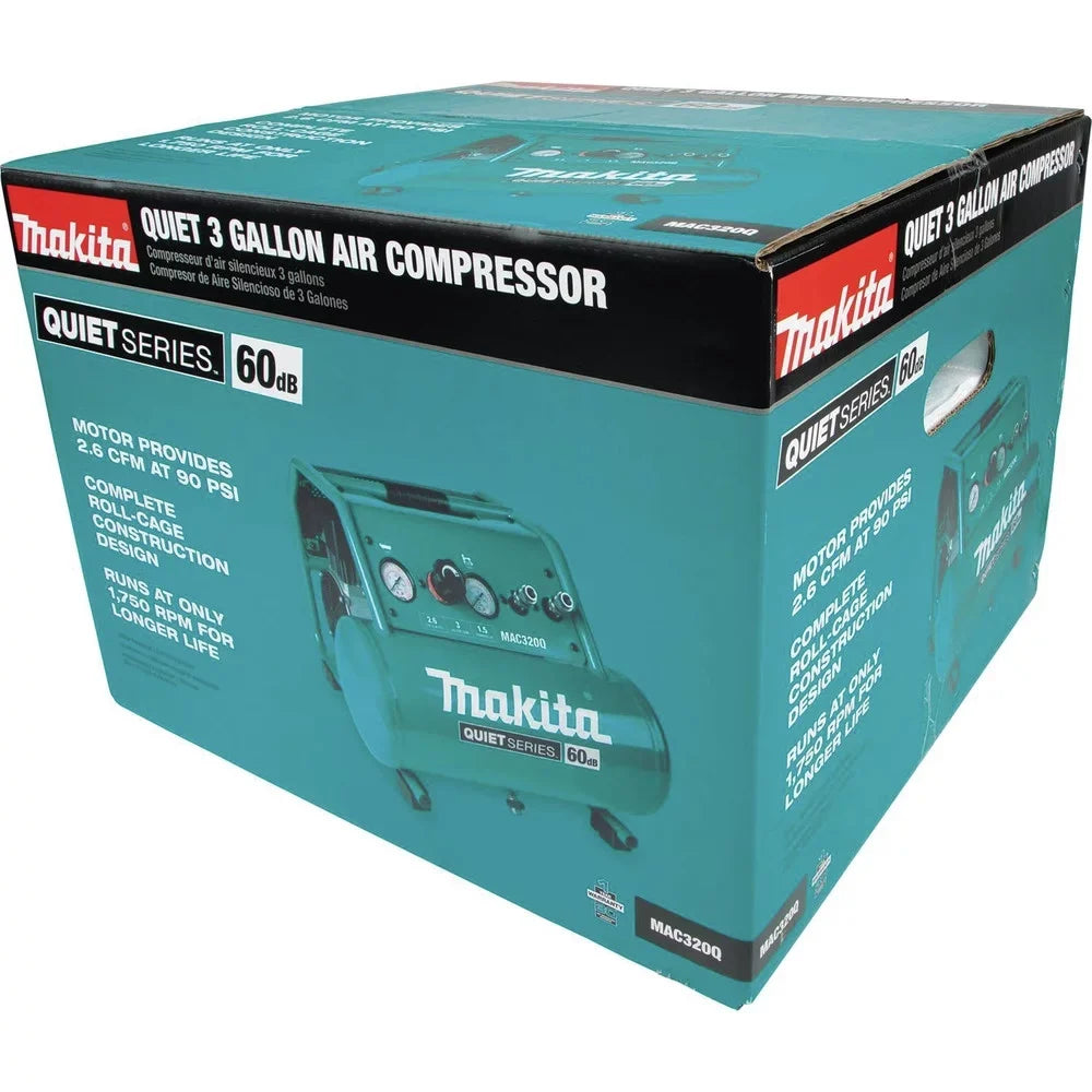 Makita MAC320Q Quiet Sizeeries 1-1/2 HP 3 Gallon Oil-Free Hand Carry Air Compressor