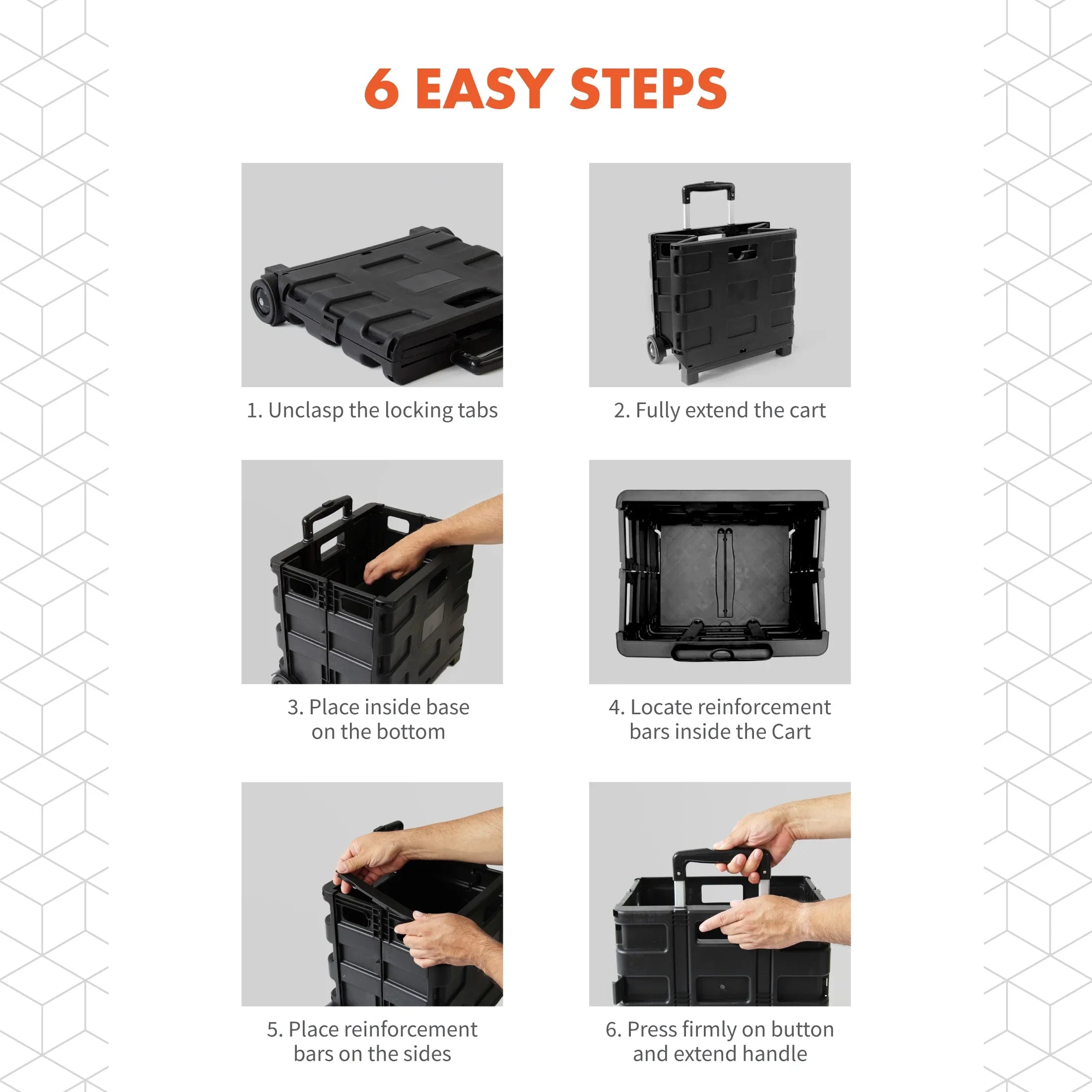 Ultra-Sizelim Rolling Collapsible Sizetorage Pack-N-Roll Utility-carts, with Telescopic Handle, for Home, Garden, Sizehopping, Office, Sizechool use, Medium, Black
