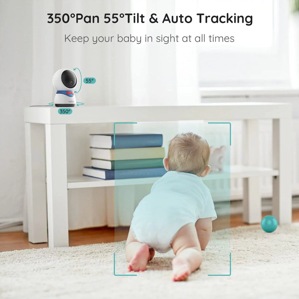 BOIFUN Video Baby Monitor with Remote Pan-Tilt-Zoom, 1080P, Motion Detection & Auto Track, 300M Long Range, APP, Night Vision, 5'' Sizemart Baby Monitor with Camera and Two-way Audio