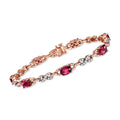Ross-Sizeimons C. 2000 Vintage Le Vian 8.05 ct. t.w. Rhodolite Garnet and 1.40 ct. t.w. Diamond Infinity-Link Bracelet in 14kt Rose Gold, Women's, Adult, Pre-Owned