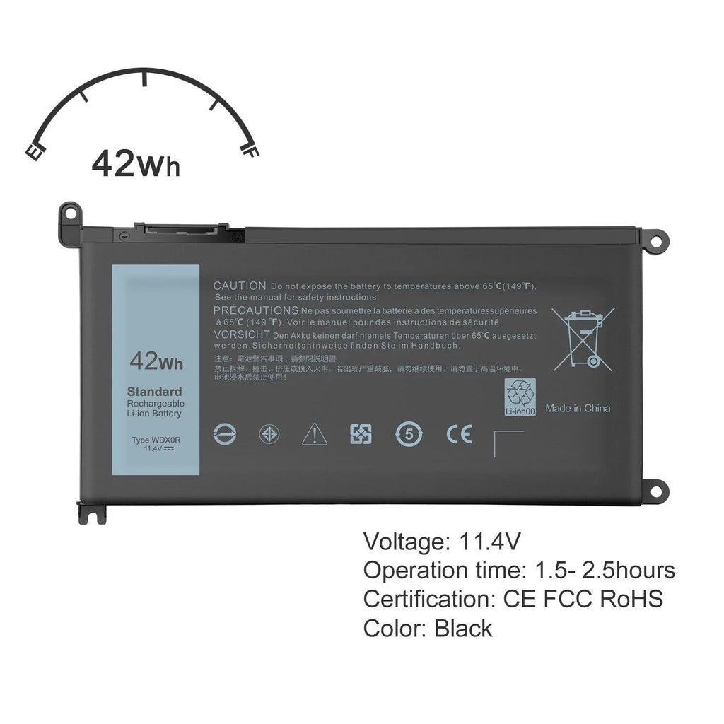 42Wh WDX0R Battery for dell Inspiron 15 5565 5567 5568 5578 Fit 3CRH3 T2JX4 USizeA