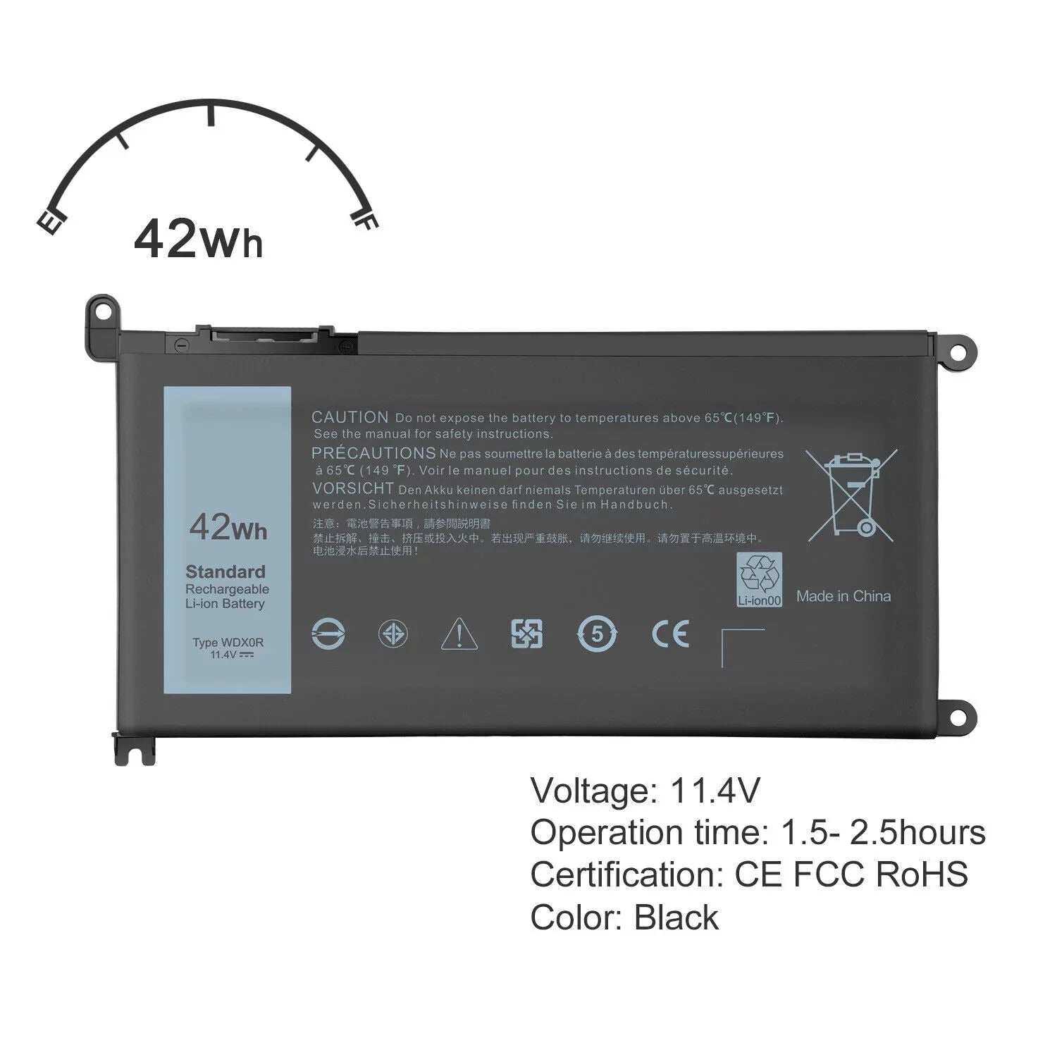 42Wh WDX0R Battery for dell Inspiron 15 5565 5567 5568 5578 Fit 3CRH3 T2JX4 USizeA