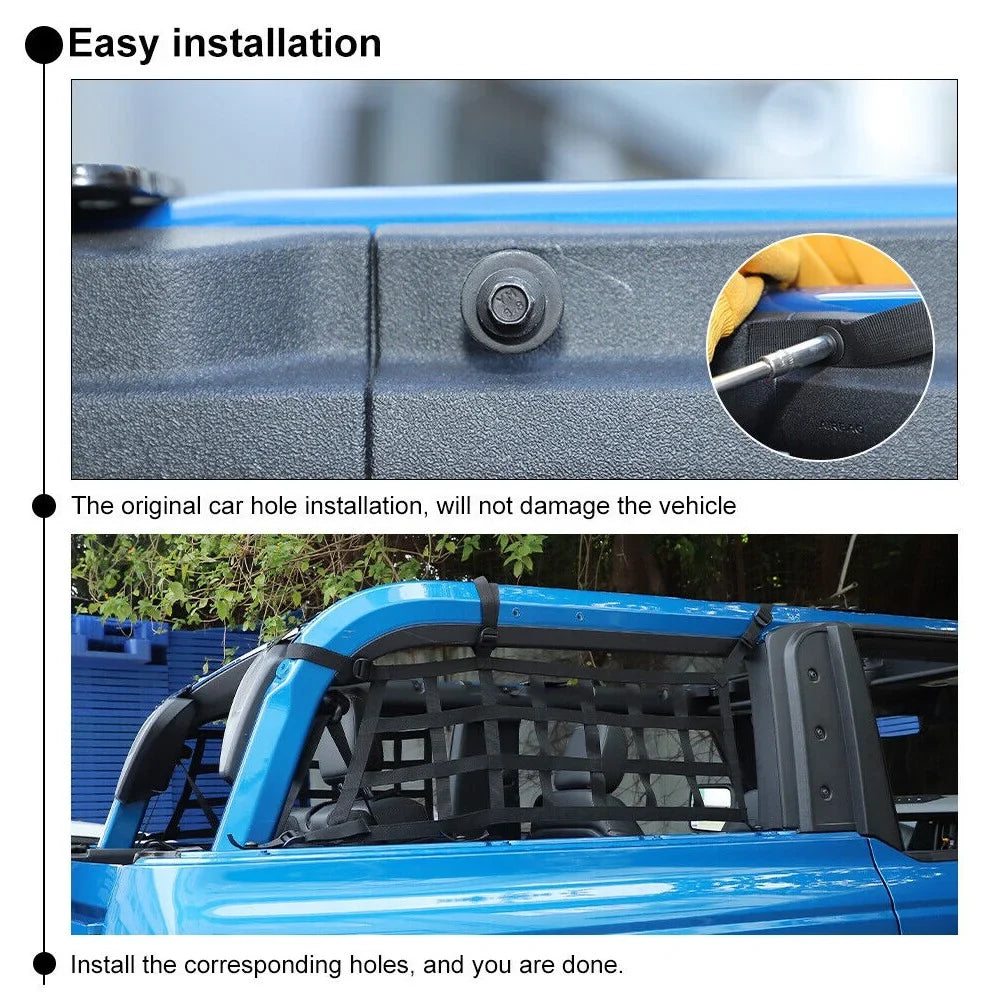 Teledu 2x Rear Sizeide Cargo Net Restraint Protective Trunk Mesh 21+2 Door