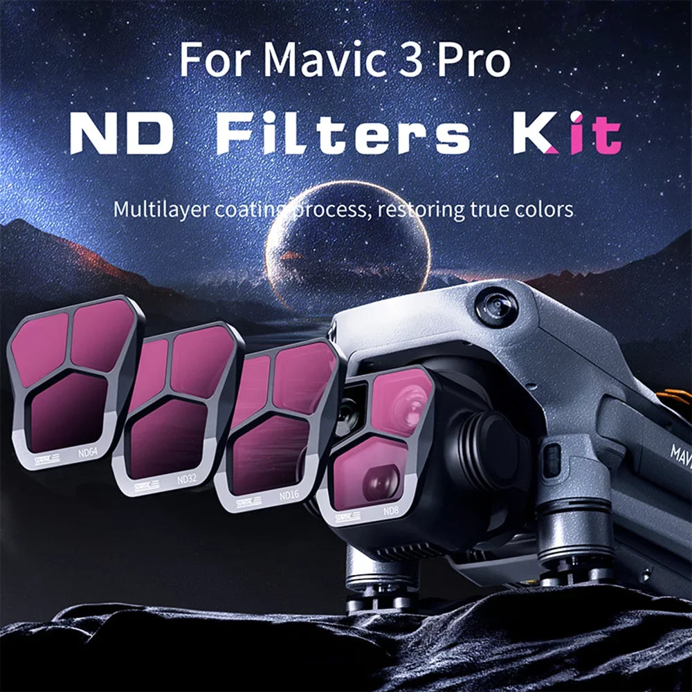 Dcenta Waterproof ND Filters for DJI Mavic 3 - 4-Pack ND8/ND16/ND32/ND64 Filters