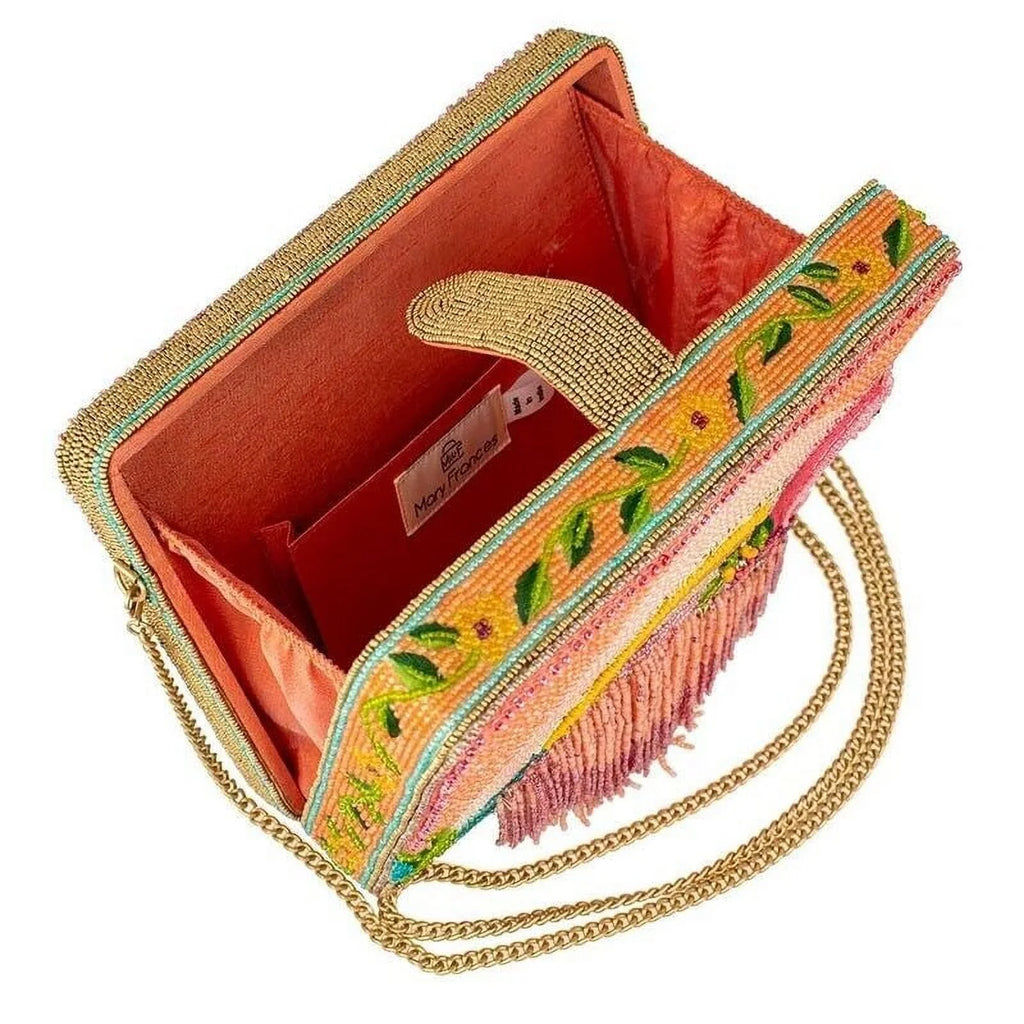Mary Frances Pink Tropics Beaded Crossbody Flamingo Handbag Multi Bag New
