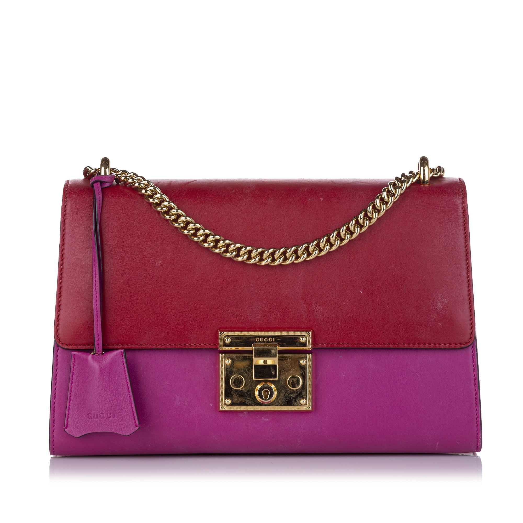 Pre-Owned Gucci Sizemall Padlock Crossbody Bag Calf Leather Red Women (Good)