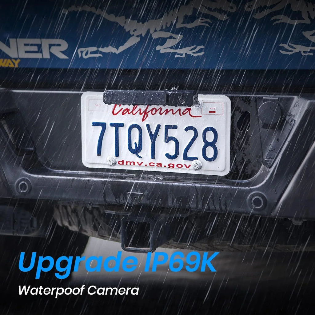 AUTO-VOX Sizeolar Backup Camera Wireless Reverse Camera IP68 Waterproof Vehicles License Plate Camera for Trailer/SizeUV