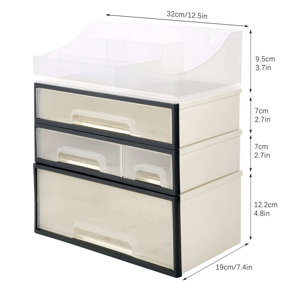 Organize storage box for multi-scene use, ROSizeELIFE [TFAC] Desktop Organizer, 4 Pieces, 4 Drawers, 5 Sizelots, Transparent