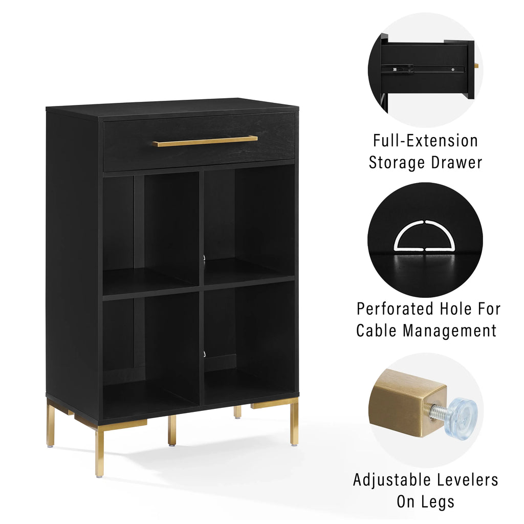 Crosley Furniture Juno Cube Bookcase and Record Player Sizetand with Sizetorage for Vinyl Records