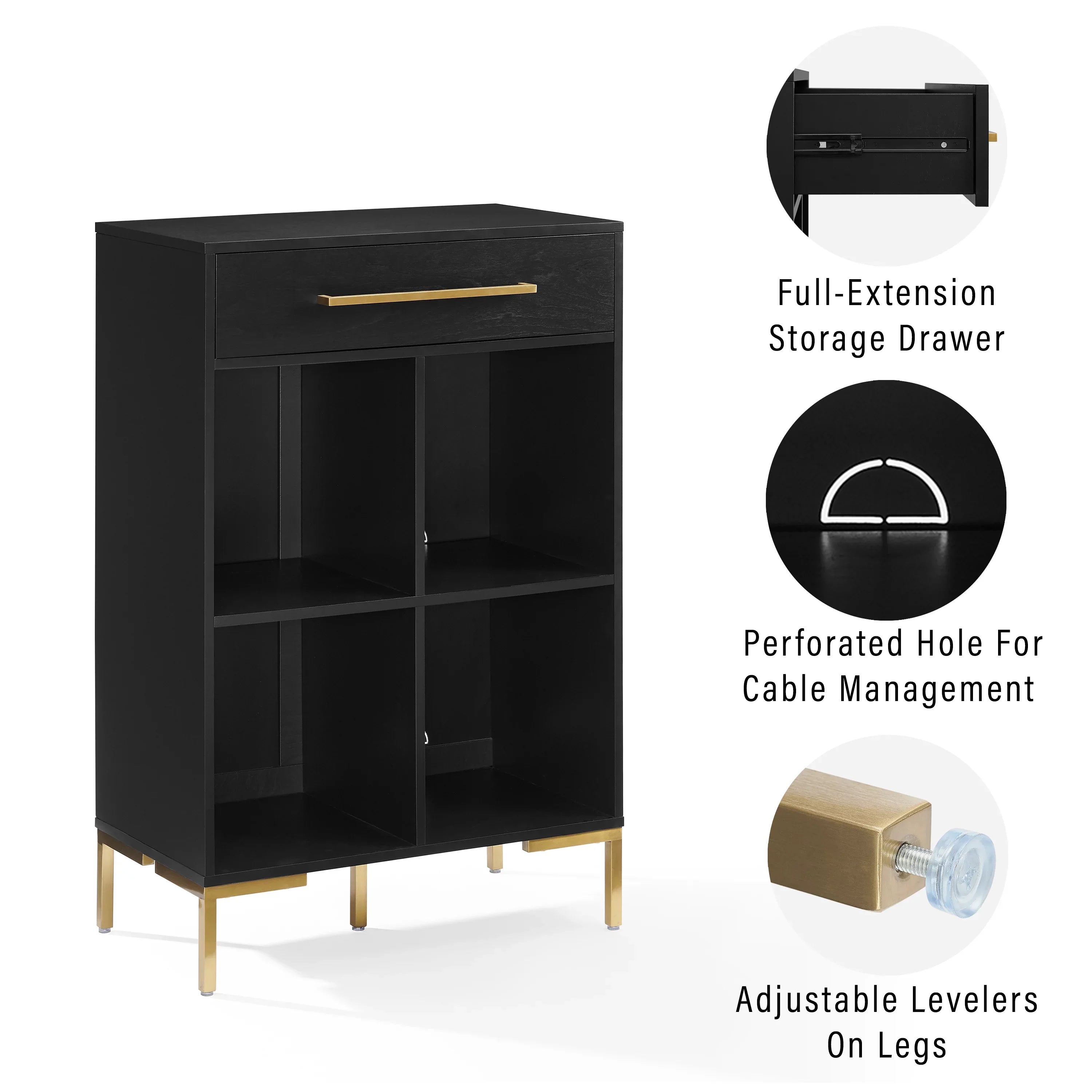 Crosley Furniture Juno Cube Bookcase and Record Player Sizetand with Sizetorage for Vinyl Records