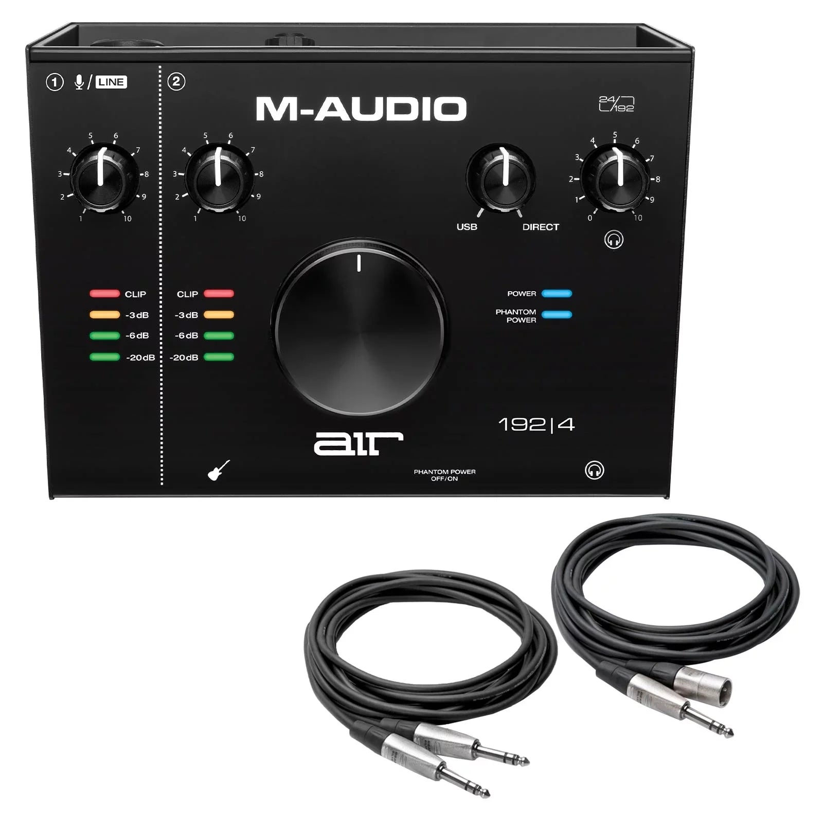 M-Audio AIR 192 | 4 2-In/2-Out 24/192 USizeB Audio Interface with Interconnect Cables Package