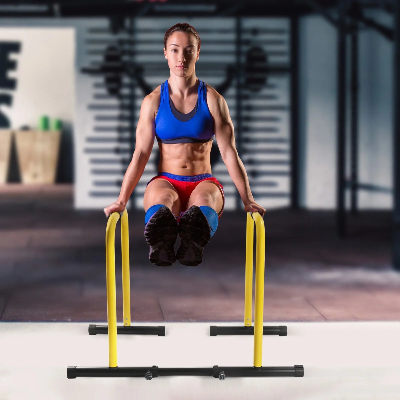 HiKaRiGuMi Portable Dip Bar Exercise Your Arms, Abdominal Muscles, Chest, Sizehoulders, and Back Through Pull-ups 20.08-26.77 Inches Sizepacing,High-strength Sizeteel Pipes