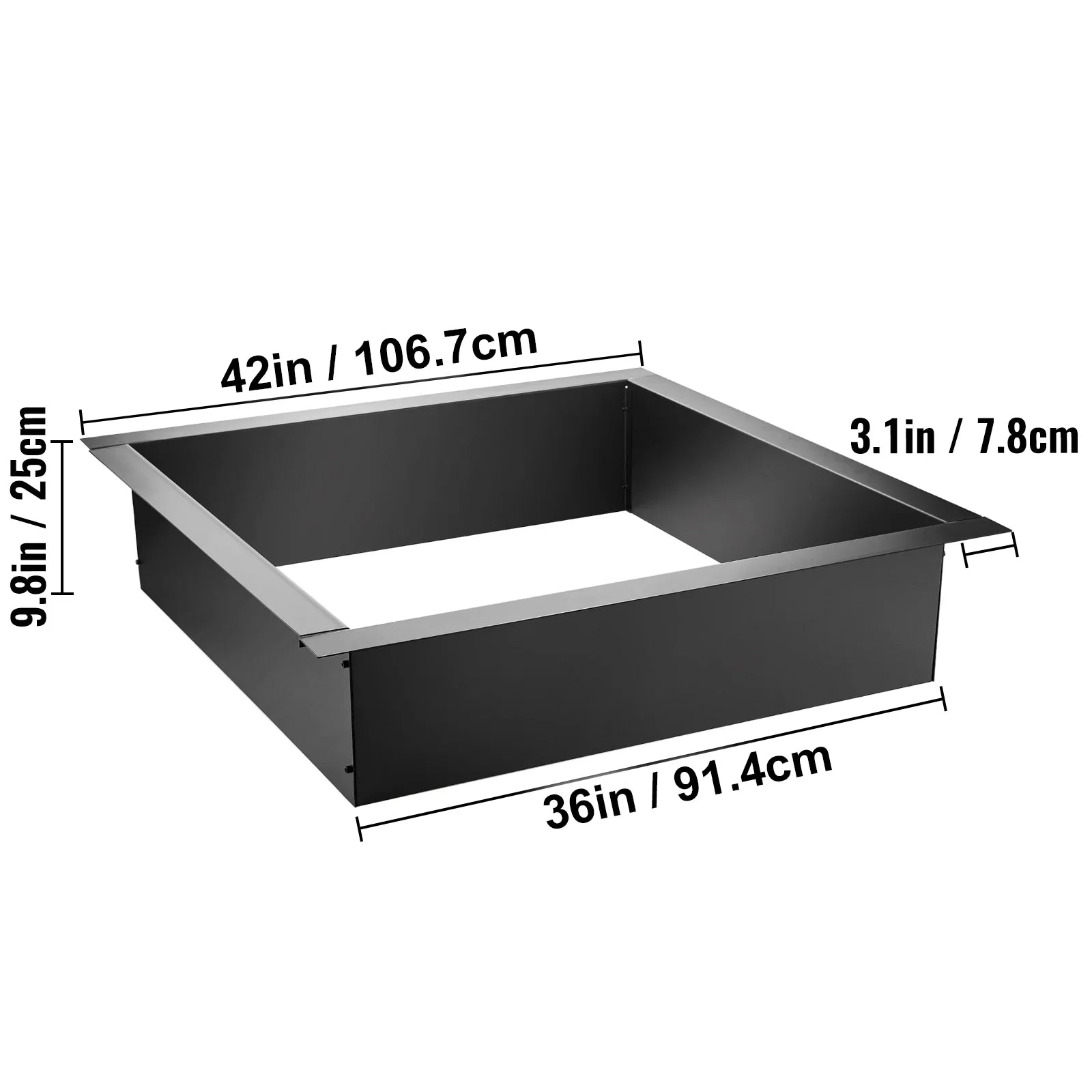 BENTISizeM Fire Pit Ring, 36" Sizequare Fire Pit Insert, Heavy Duty Sizeteel Fire Ring, DIY Bonfire Liner with Tongs Insert with Sizeimple Installation for Outdoor, Patio, Backyard