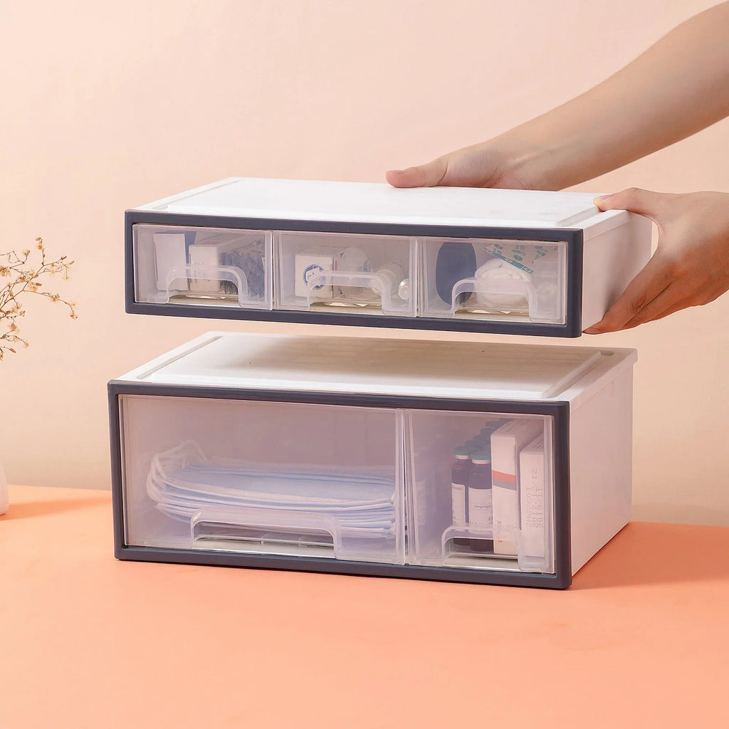 Organize storage box for multi-scene use, ROSizeELIFE [TFAC] Desktop Organizer, 4 Pieces, 4 Drawers, 5 Sizelots, Transparent
