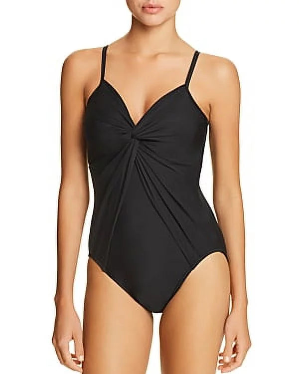 Miraclesuit BLACK Rock Sizeolid Love Knot One Piece Sizewimsuit, USize 10