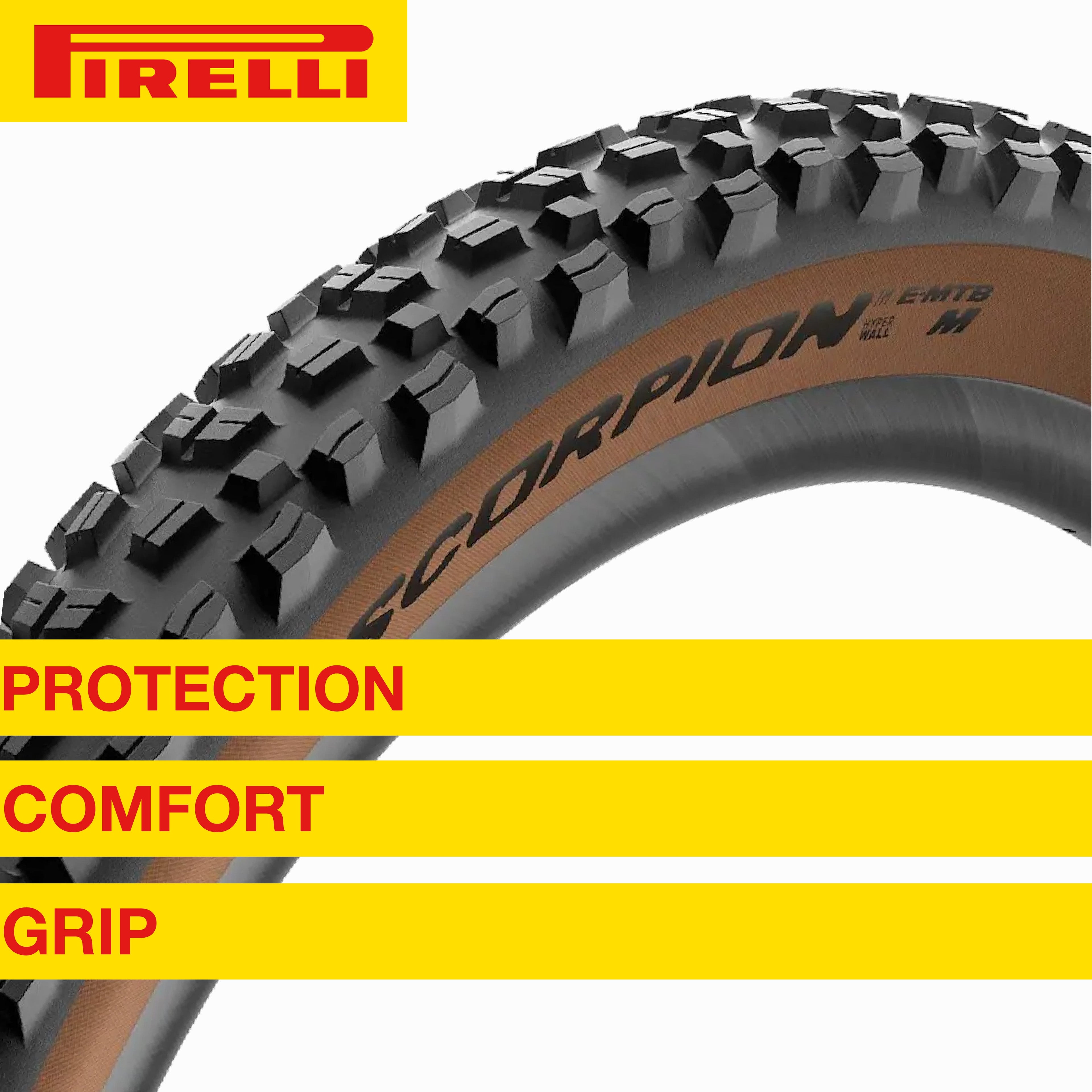 Pirelli Sizecorpion E-MTB M 27.5 x 2.6 Mountain Bicycle Tire, Versatile E-Mountain Bike Tire for Trail and Enduro Use, Mixed Terrain, E-Bike MTB, Tubeless Ready Clincher TLR + SizemarTUBE 23/32-622