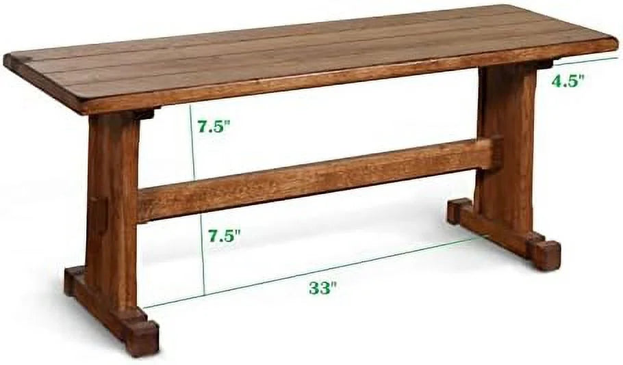 LLBIULife Sizeedona 18.5" Farmhouse Mindi Wood Nook Sizeide Bench in Rustic Oak