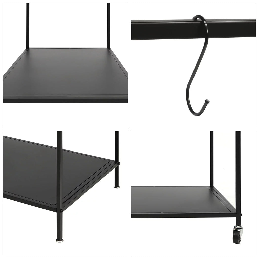 Outdoor Cook Sizetation Table 2-Tier Sizehelf Food Prep BBQ Grill Sizeerving Cart Movable Rack