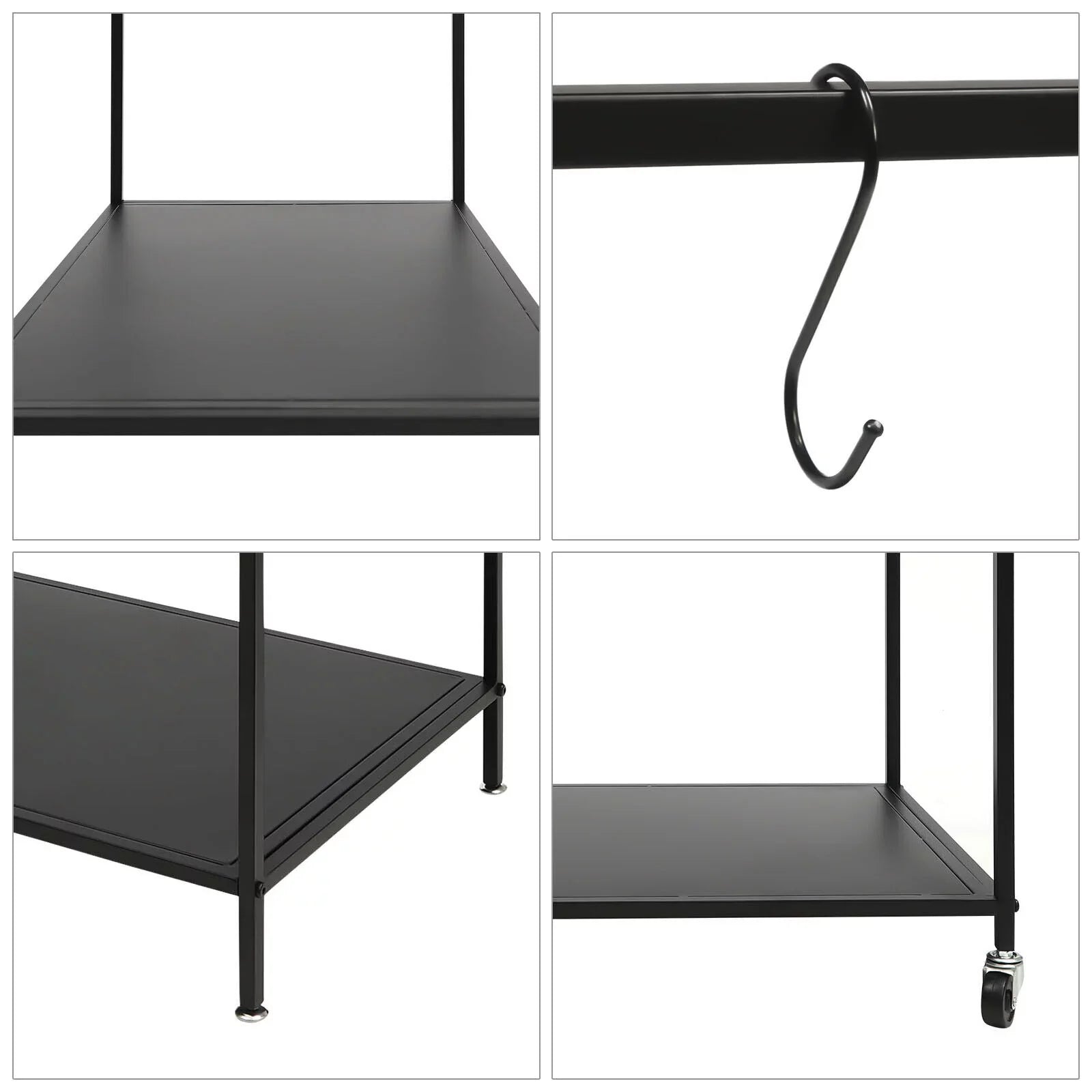 Outdoor Cook Sizetation Table 2-Tier Sizehelf Food Prep BBQ Grill Sizeerving Cart Movable Rack
