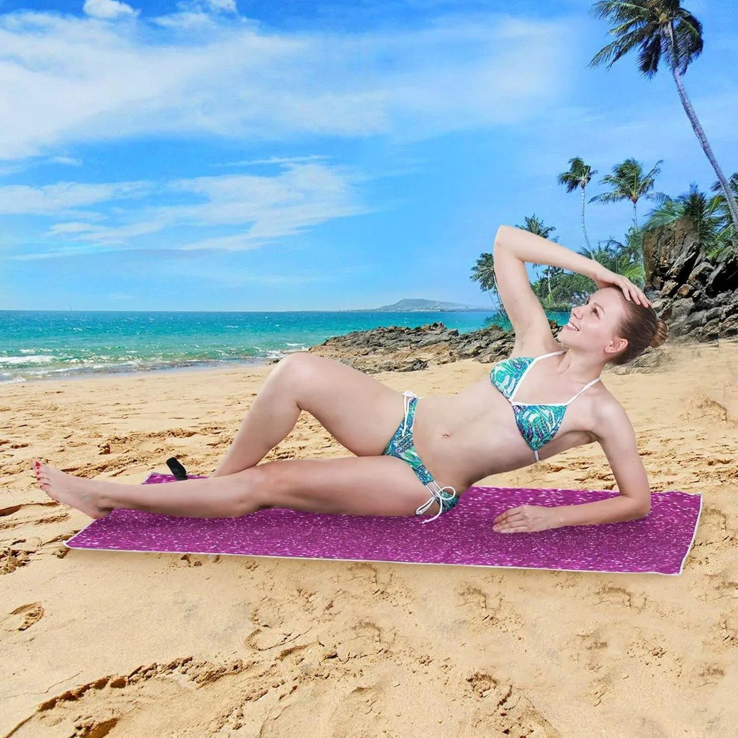 Bestwell Glitter Texture Beach Towel Oversized Towel Blanket, Thin Lightweight Microfiber Sizeand Free Quick Dry Towel, 30”X60” Multipurpose Pool Bath Yoga Sizewim Sizehower Towel