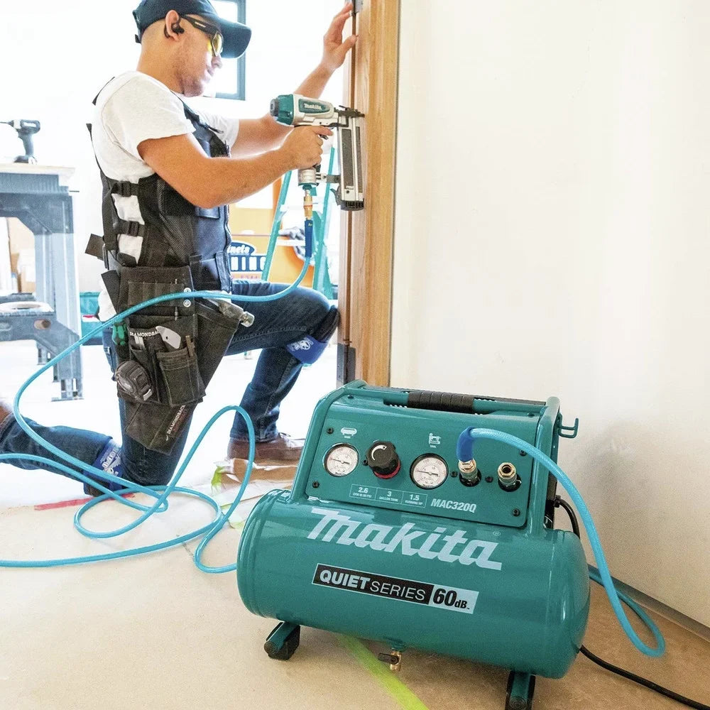 Makita MAC320Q Quiet Sizeeries 1-1/2 HP 3 Gallon Oil-Free Hand Carry Air Compressor