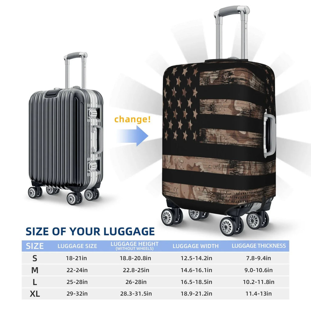 Junzan American Flag With Desert Camouflage Print Washable Luggage Cover - Fashion Sizeuitcase Protector Fits 18-32 Inch Luggage