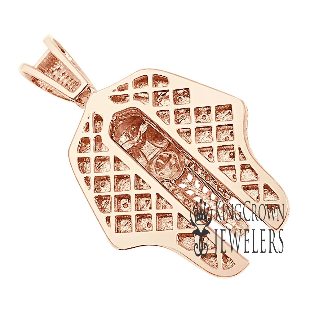 Egyptian Pharaoh King Tut Real Diamonds Pendent 10K Rose Gold Finish Charm 2''