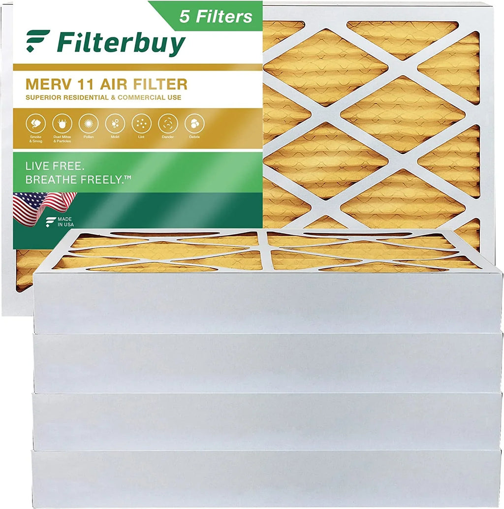 Filterbuy 12x24x4 MERV 11 Pleated HVAC AC Furnace Air Filters (5-Pack)