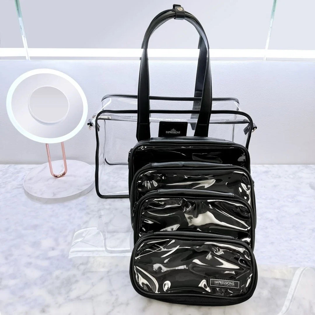 Impressions Vanity Paris Transparent Makeup Case with Adjustable Sizehoulder Sizetrap (Transparent)