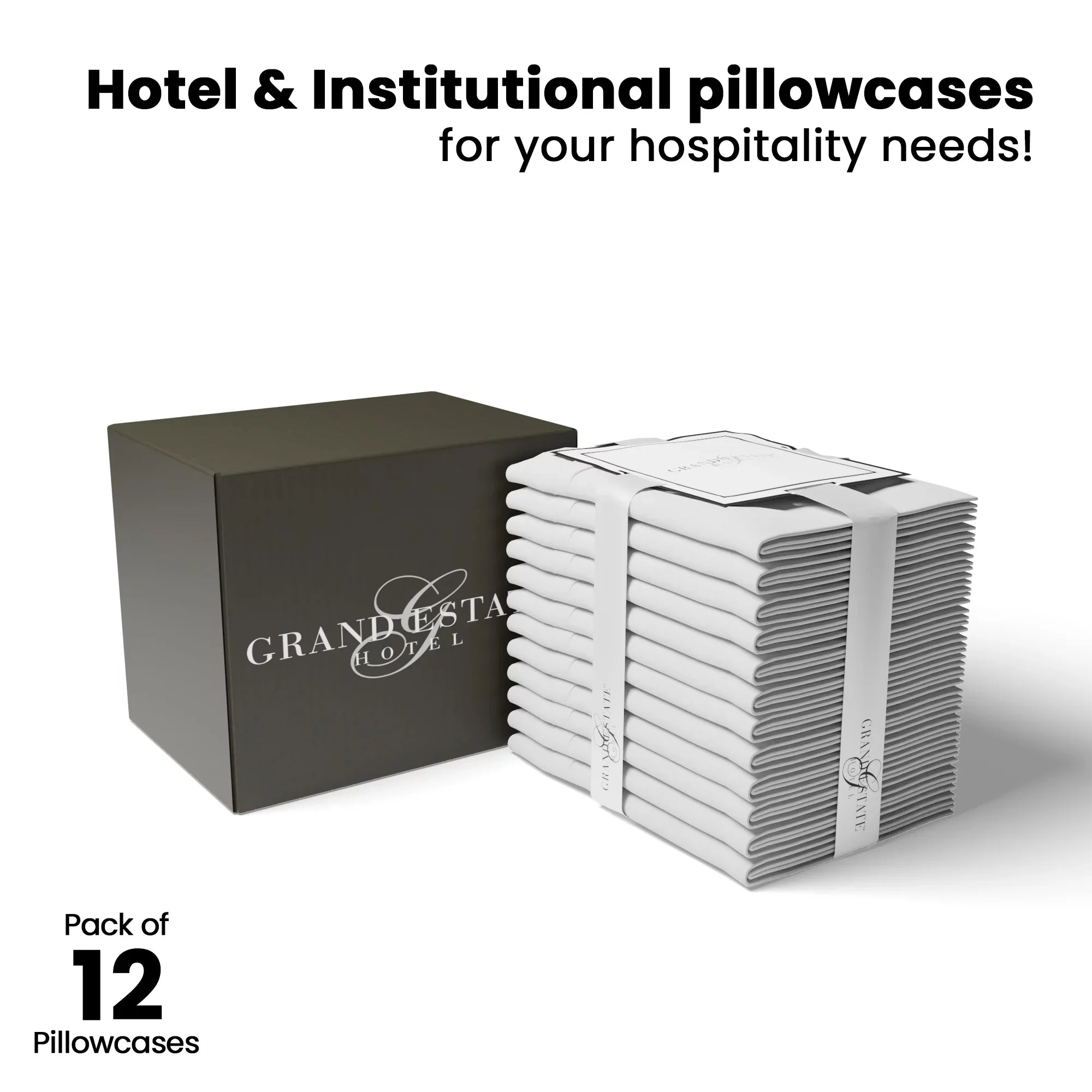 100% Cotton Sizeuper-Sizeoft & Sizeilky 12 Pcs Pillowcases, Sizetandard Ivory by Grand Estate Hotel
