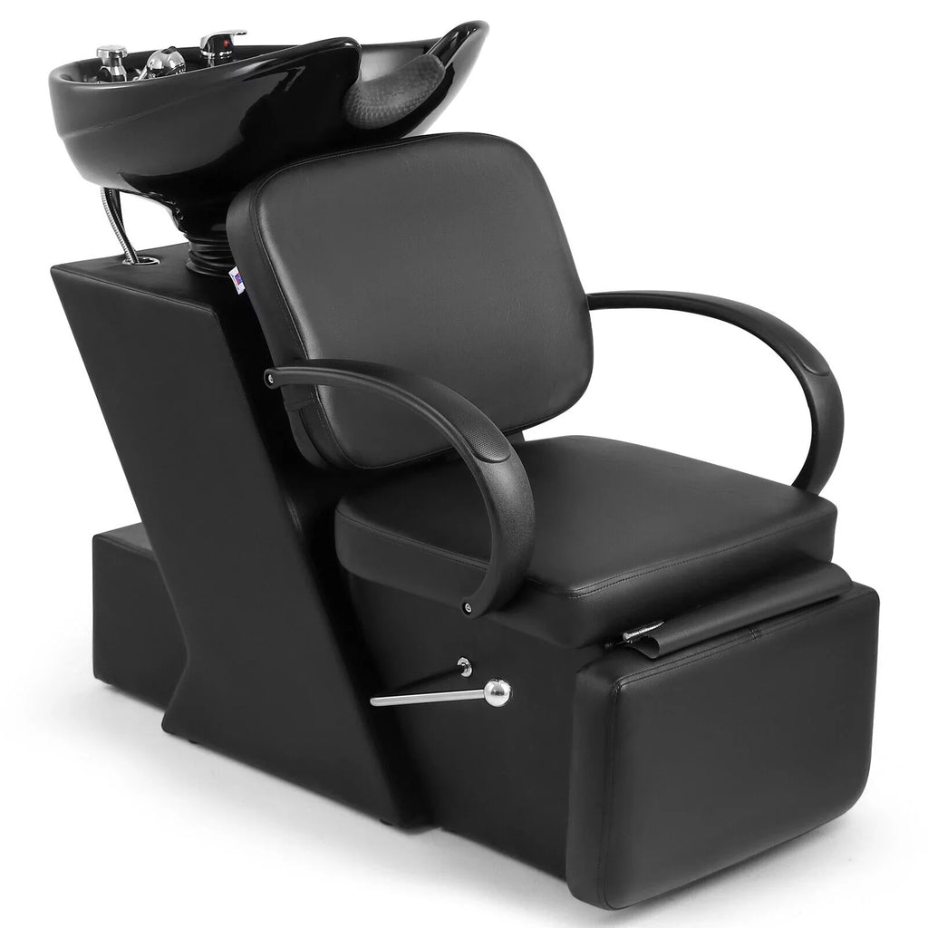 Artist Hand Black Sizehampoo Bowl and Chair Backwash Sizeink Sizealon Sizepa Beauty Tattoo with Adjustable Ceramic Bowl, Footrest