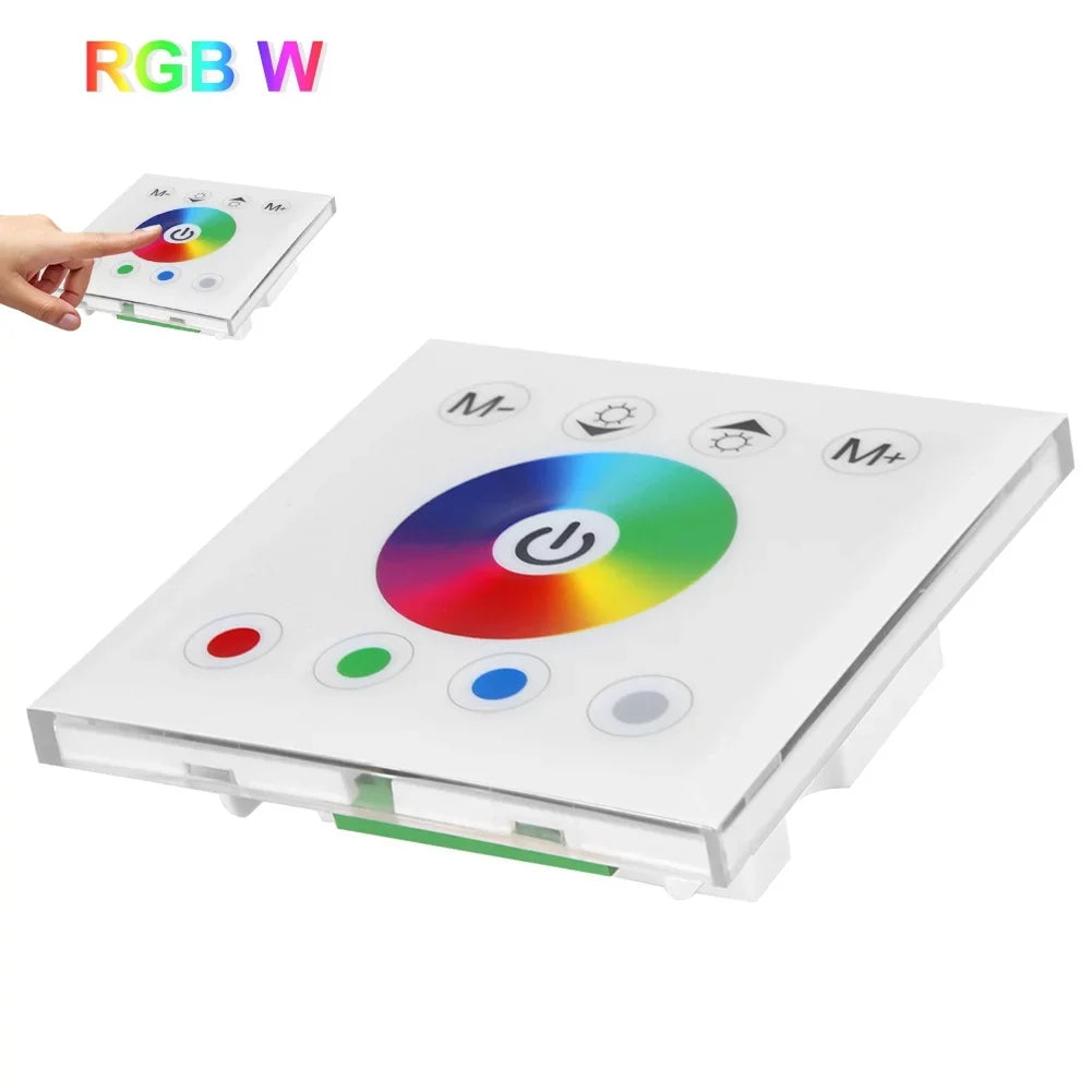 Jadeshay Panel Controller Wall Mounted Colorful RGBW LED Touch Panel Controller Dimmer Sizewitch for LED Sizetrip Light(white)