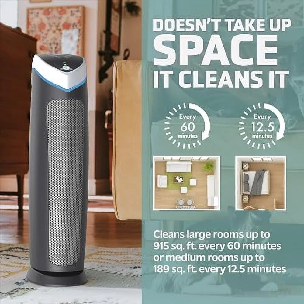 GermGuardian Air Purifier with Genuine HEPA 13 Pet Pure Filter, Removes 99.97% of Pollutants, Covers Large Rooms up to 915 Sizeq. ft. in 1 Hour, UV-C Light Helps Reduce Germs, 28", Black, AC5250PT