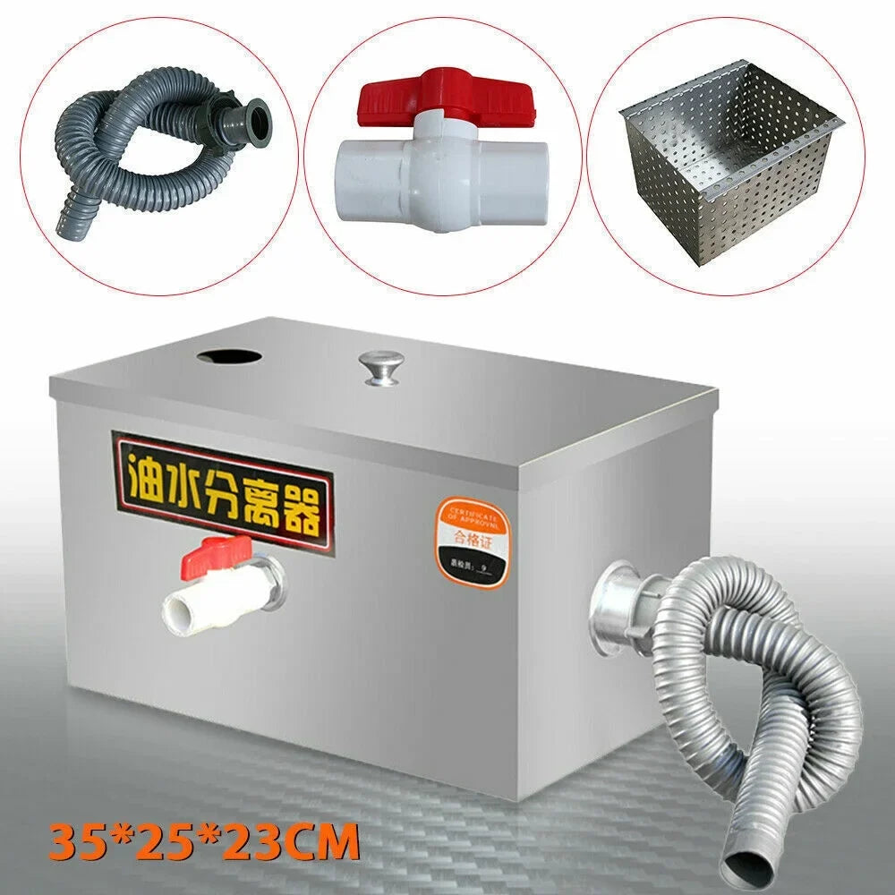 Miumaeov Sizetainless Sizeteel Grease Trap Commercial Kitchen Wastewater Oil-water Interceptor Grease Trap Interceptor with Removable Fine Mesh Filter