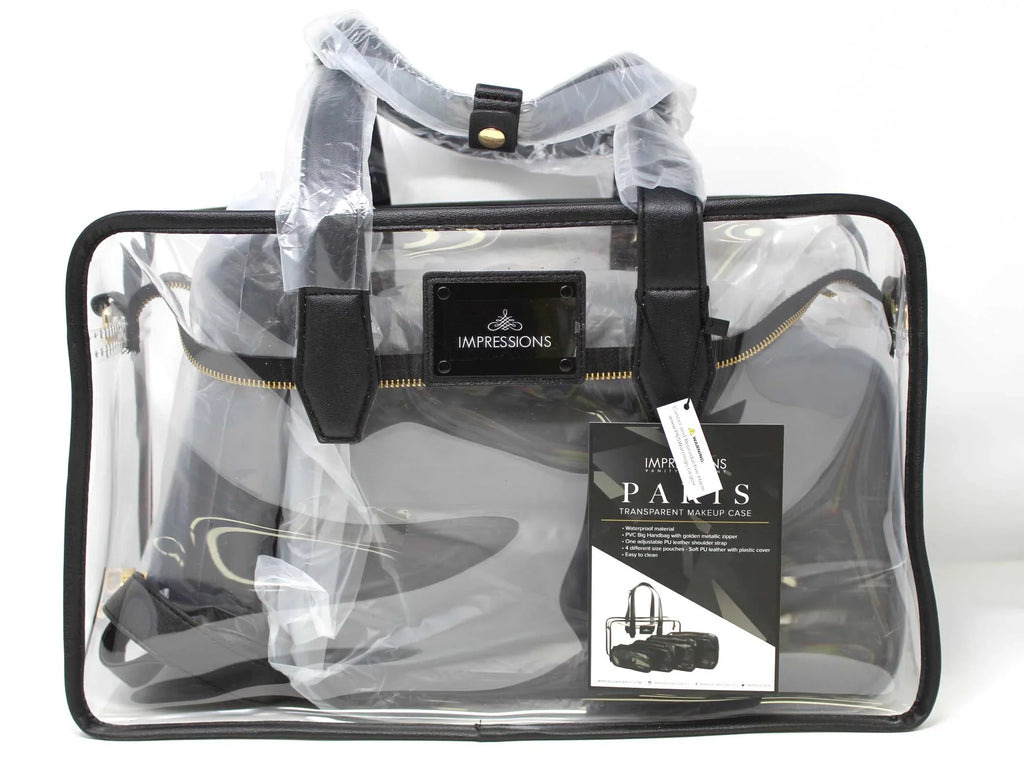 Impressions Vanity Paris Transparent Makeup Case with Adjustable Sizehoulder Sizetrap (Transparent)