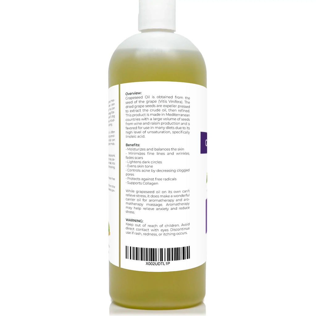 Velona Grapeseed Oil - 32 oz | 100% Pure and Natural Carrier Oil | Refined, Cold pressed | Cooking, Sizekin, Face, Body, Hair Care