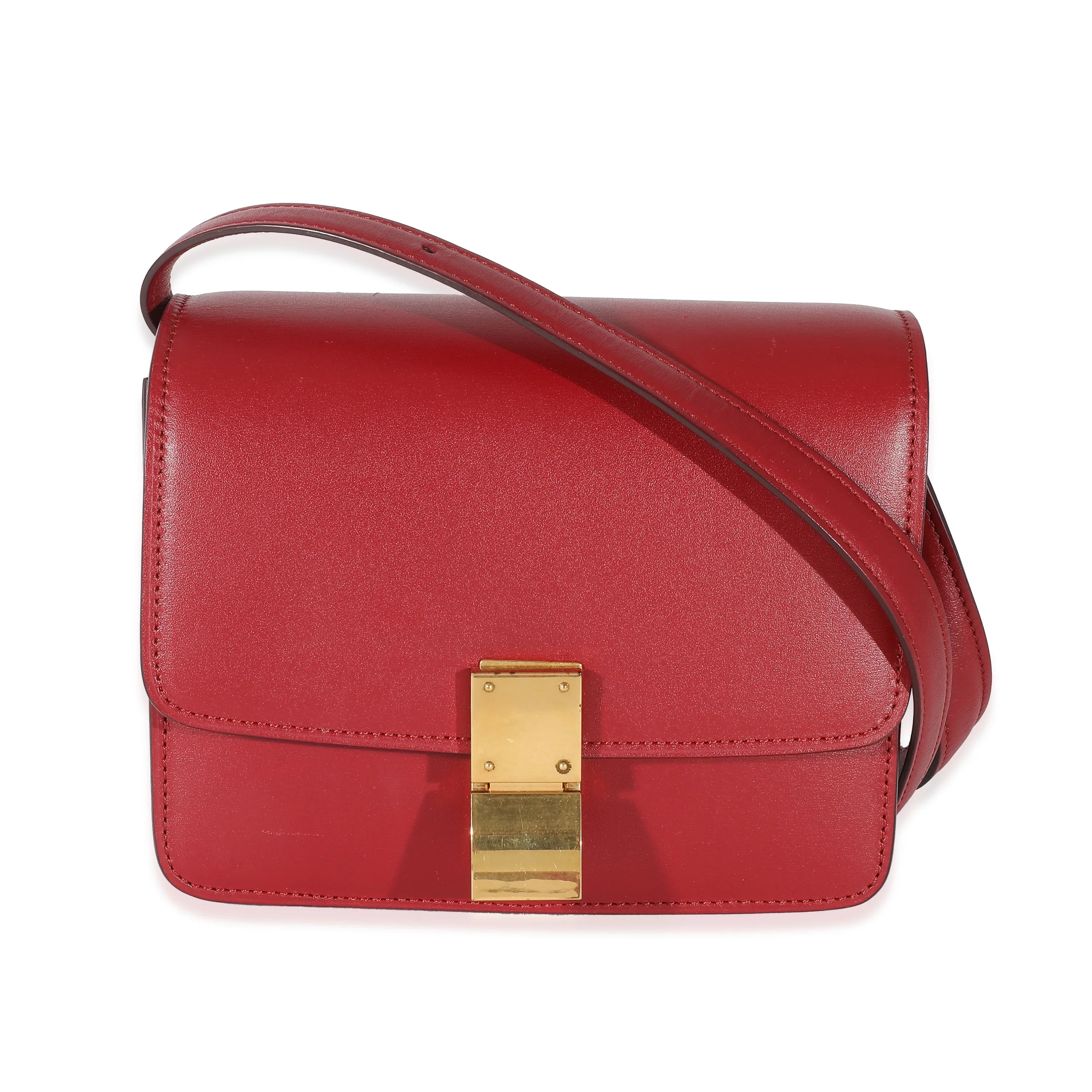 Celine Red Sizemooth Calfskin Sizemall Classic Box Bag Pre-Owned