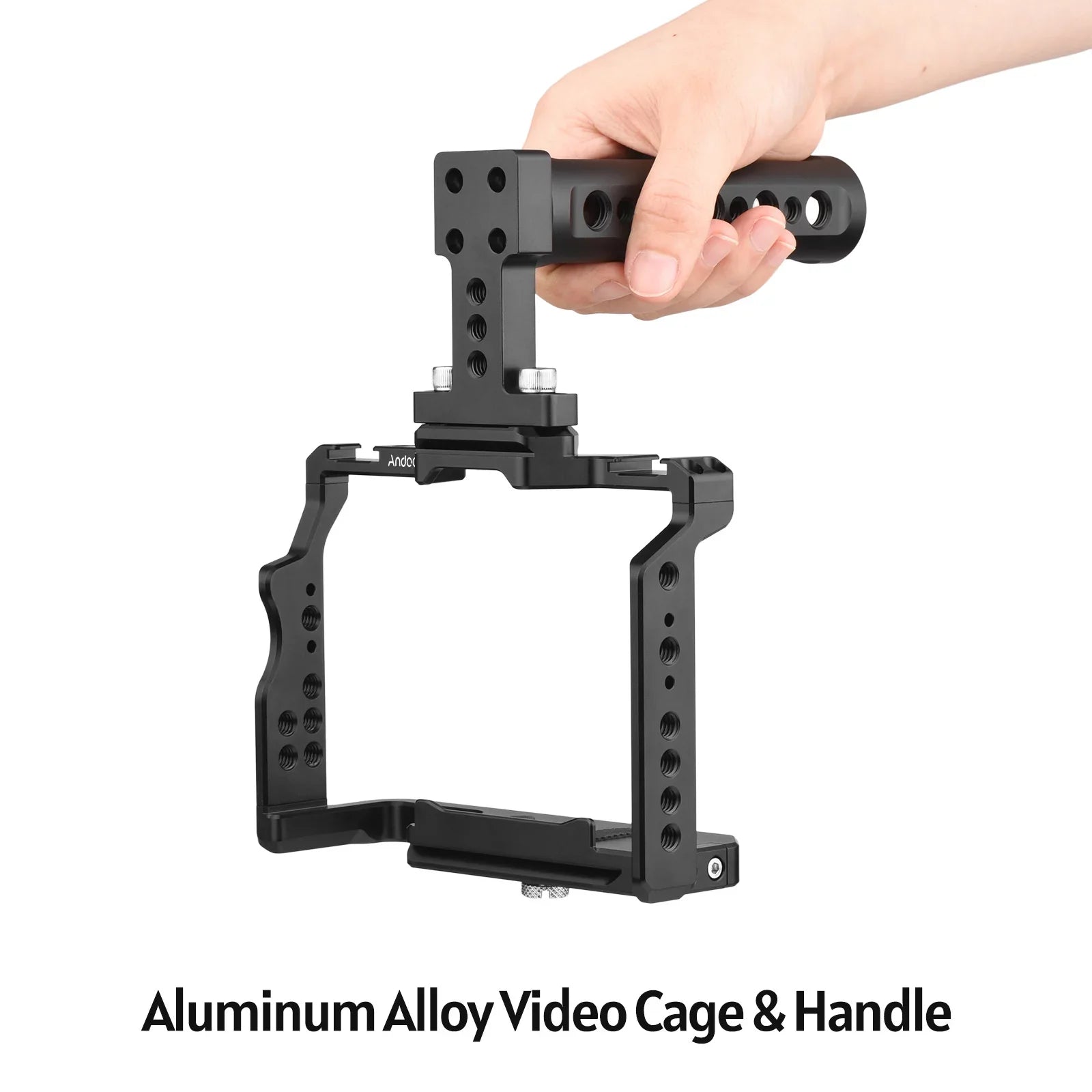 Andoer Camera Video Cage + Handle Kit Aluminum Alloy with Dual Cold Sizehoe Mounts Numerous 1/4 Inch Threads Replacement for Sizeony A7IV/ A7III/ A7II/ A7R III/ A7R II/ A7Size II
