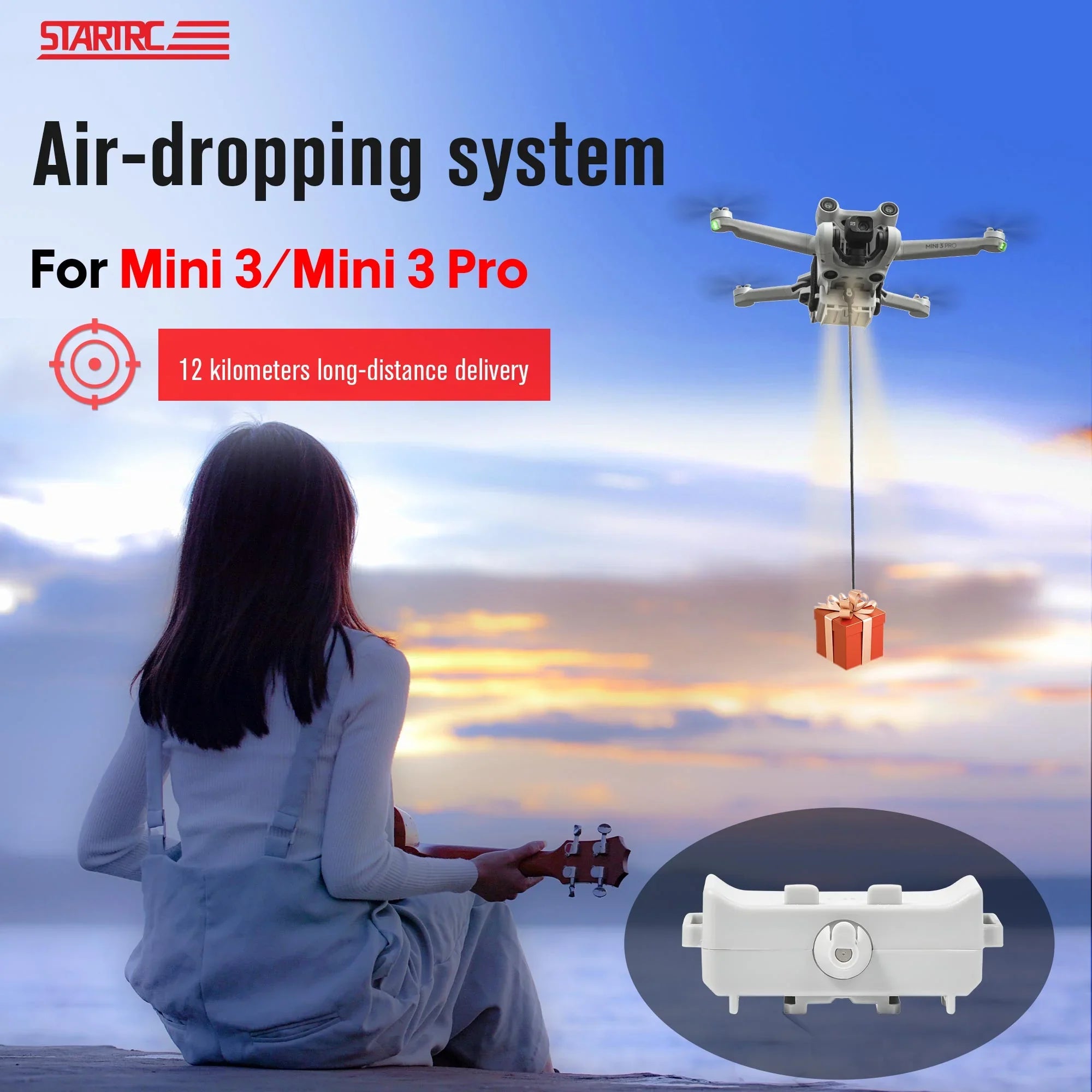 Airdrop Device for DJI Mini 3 and Mini 3 Pro Drone Accessories Payload Delivery Transport Device Fishing Drone, Drop Fishing Line, Wedding Sizecene, Sizeearch&Rescue