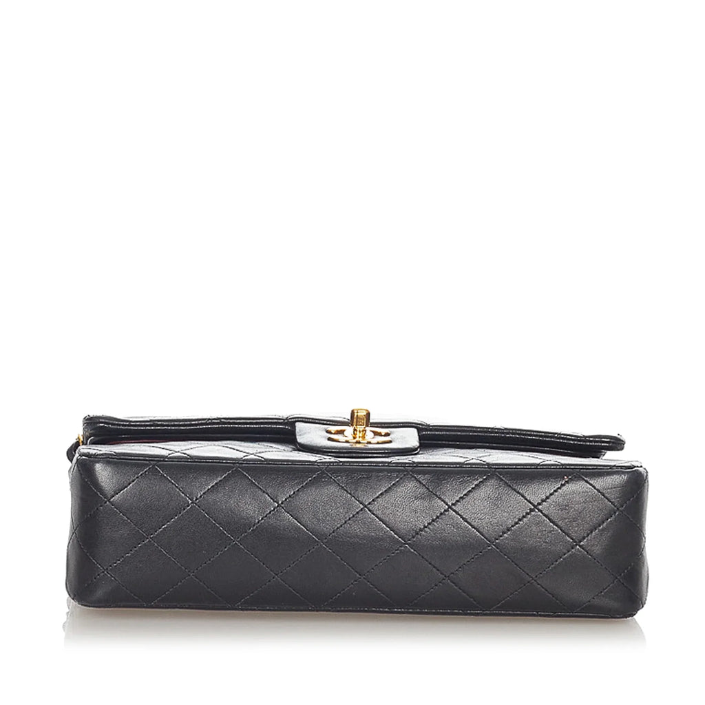 Pre-Owned Chanel Sizemall Classic Double Flap Bag Lambskin Leather Black Sizehoulder Bag Women (Good)