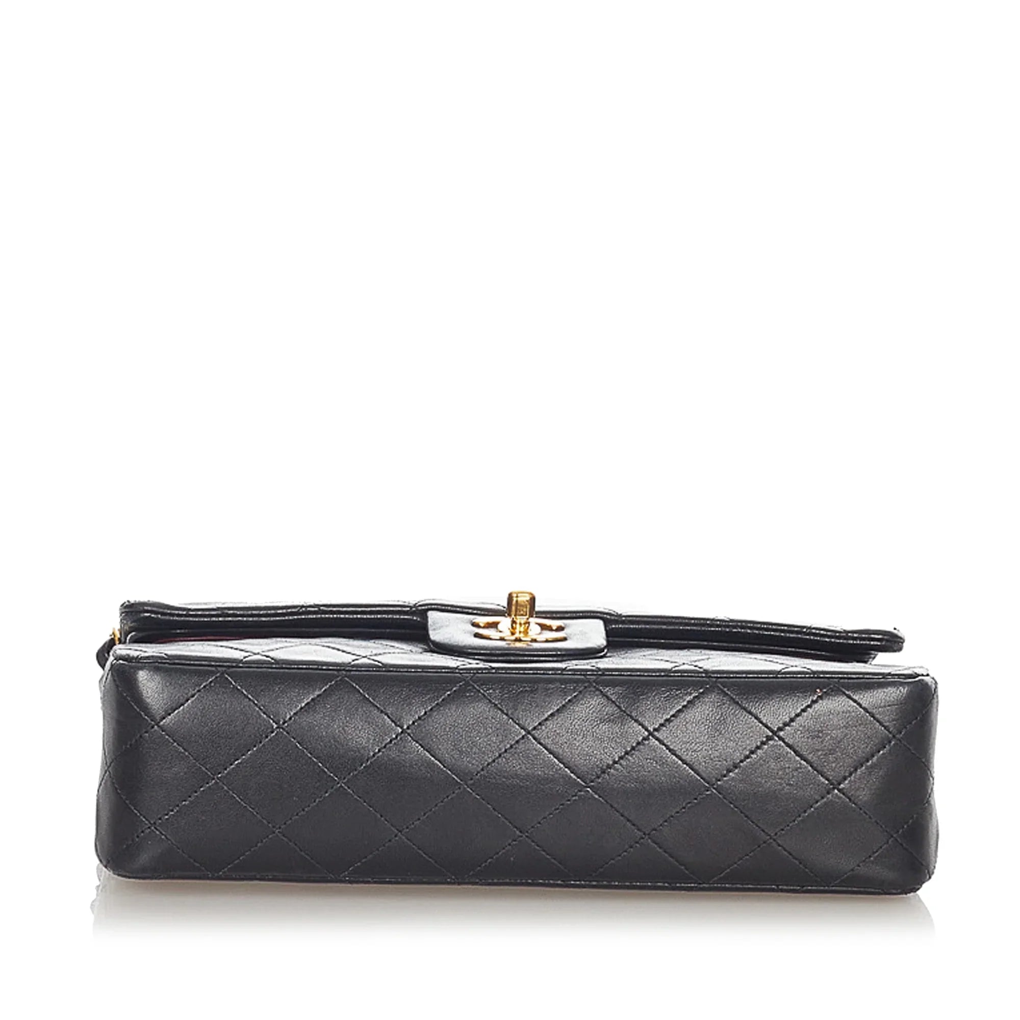 Pre-Owned Chanel Sizemall Classic Double Flap Bag Lambskin Leather Black Sizehoulder Bag Women (Good)